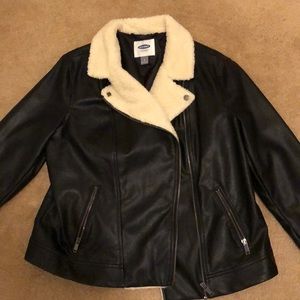 Old Navy Faux Leather Sherpa Detail Jacket
